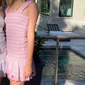 Love Shack Fancy Jax Smocked Cotton Minidress